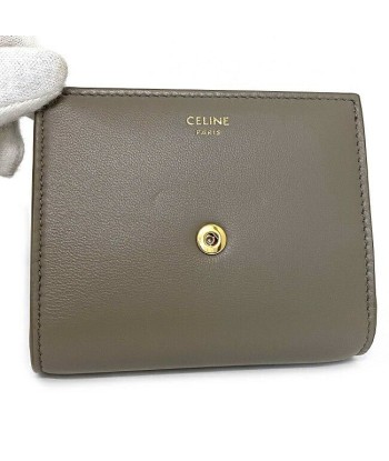 Celine Tri-Fold Wallet Small Flap Gray Gold Triomphe 10l653DPV Leather CELINE Metal Fittings Ladies livraison gratuite