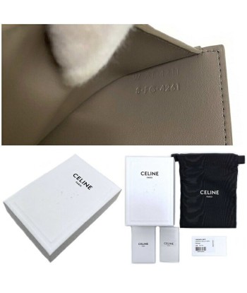 Celine Tri-Fold Wallet Small Flap Gray Gold Triomphe 10l653DPV Leather CELINE Metal Fittings Ladies livraison gratuite