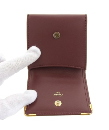 Cartier Wallet Ladies Coin Purse Mast Leather Bordeaux Red L3000464 pas cher