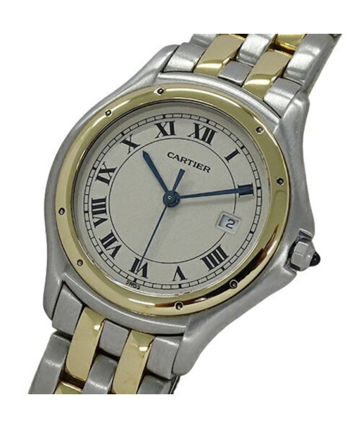 Cartier Watch Men's Panther Cougar LM Date 2 Low Quartz Stainless SS Gold YG Combination Polished est présent 