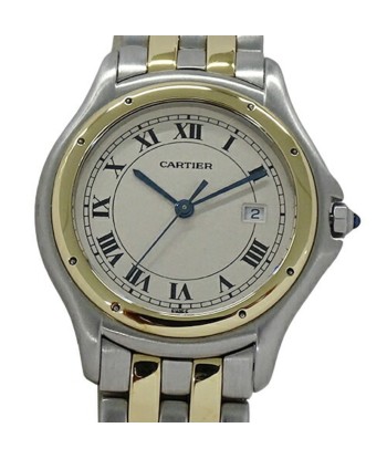 Cartier Watch Men's Panther Cougar LM Date 2 Low Quartz Stainless SS Gold YG Combination Polished est présent 