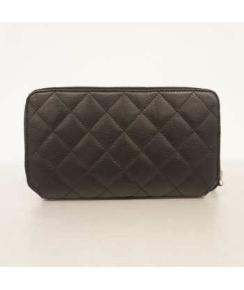 Auth Chanel Matelasse Womens Caviar Leather Long Wallet (bi-fold) Black de l' environnement