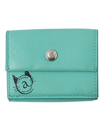 Tiffany TIFFANY & Co. Wallet Womens Tri-Fold Cat Street Leather Blue Light livraison gratuite