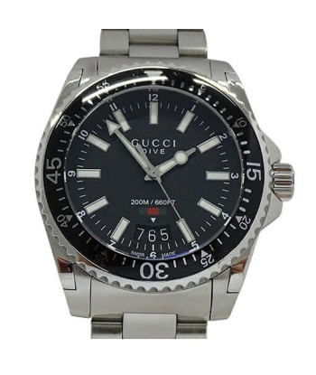 Gucci GUCCI Watch Mens Dive DIVE Date Quartz Stainless SS 136.3 YA136301 Silver Black votre restaurant rapide dans 