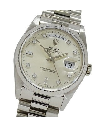 Rolex ROLEX Day-Date 18239A No. E Watch Mens 8P Diamond 2P Baguette Automatic winding AT 750WG 18K White Gold Polished les ctes