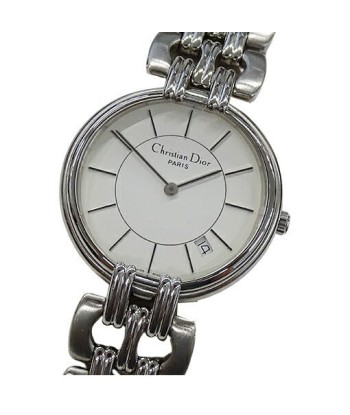 Christian Dior Watch Mens Womens Date Quartz Stainless SS D67-100 Silver White Economisez 