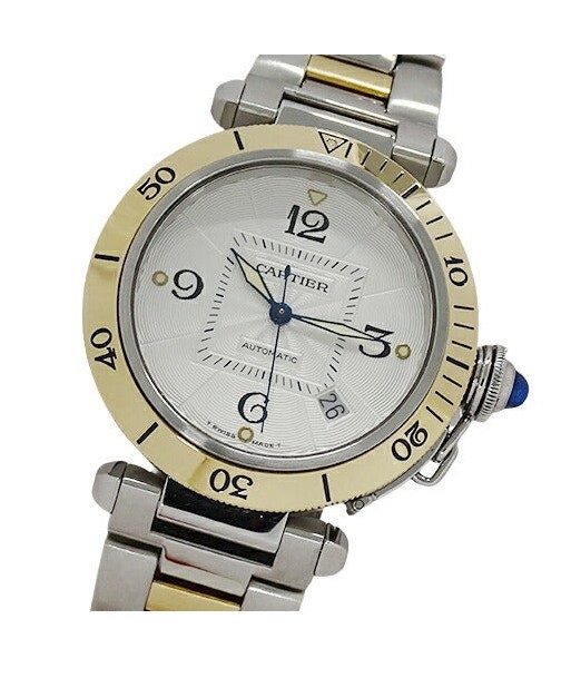 Cartier Watch Mens Pasha 38mm Date Automatic AT Stainless SS Gold YG W31035T6 Combination Back Polished du meilleur 