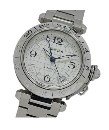 Cartier Watch Boys Pasha C Meridian GMT Date Automatic AT Stainless SS W31078M7 Silver Polished outlet