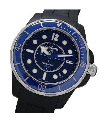 Chanel CHANEL Watch Men's J12 Marine Diver Date Automatic AT Stainless SS Ceramic Rubber H2561 Black Blue français