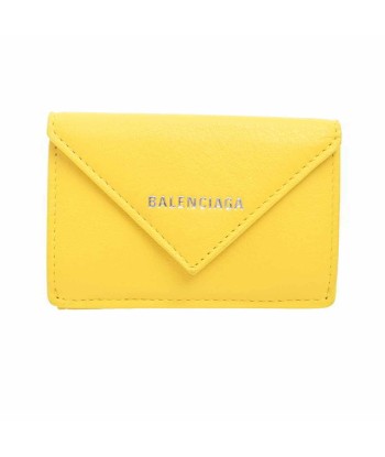 Balenciaga Leather Paper Mini Tri-Fold Wallet Yellow de technologie