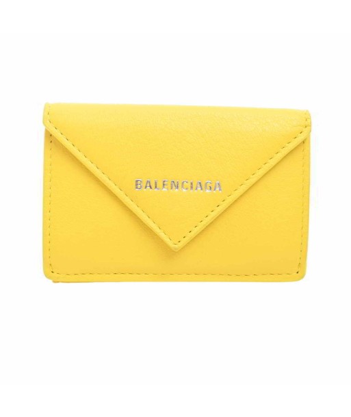 Balenciaga Leather Paper Mini Tri-Fold Wallet Yellow de technologie