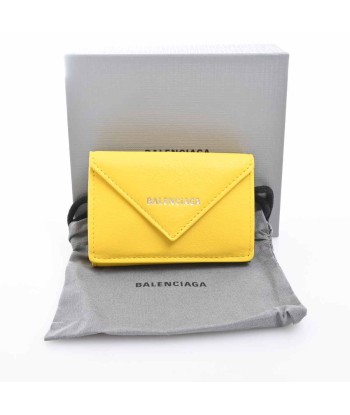 Balenciaga Leather Paper Mini Tri-Fold Wallet Yellow de technologie