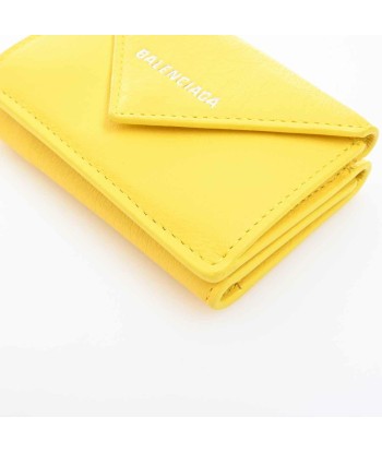 Balenciaga Leather Paper Mini Tri-Fold Wallet Yellow de technologie