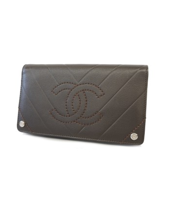 Auth Chanel Bi-fold Wallet V Stitch Silver Metal Fittings Womens Leather Wallet en ligne des produits 