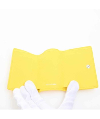 Balenciaga Leather Paper Mini Tri-Fold Wallet Yellow de technologie