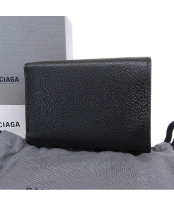 Balenciaga Leather Cash Mini Tri-Fold Wallet Black Toutes les collections ici