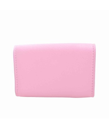 Balenciaga Leather Paper Mini Tri-Fold Wallet Pink pas cher 