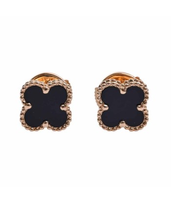 Van Cleef & Arpels K18YG Onyx Mini Alhambra Earrings brillant des détails fins