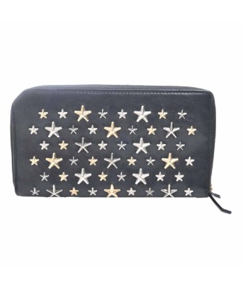 JIMMY CHOO leather star studs CARNABY round wallet black Amélioration de cerveau avec