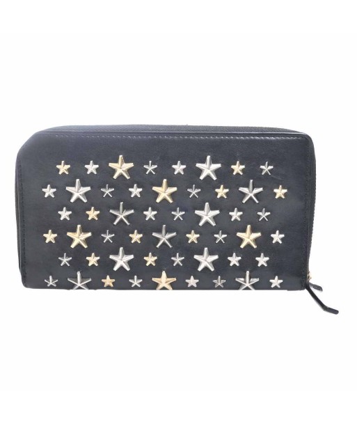 JIMMY CHOO leather star studs CARNABY round wallet black Amélioration de cerveau avec