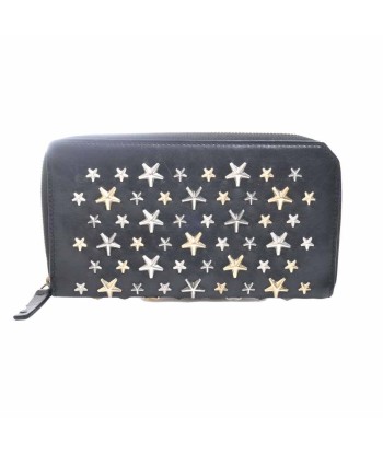 JIMMY CHOO leather star studs CARNABY round wallet black Amélioration de cerveau avec