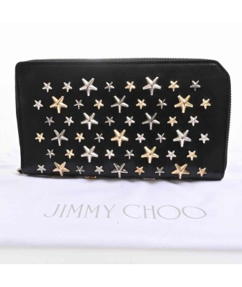 JIMMY CHOO leather star studs CARNABY round wallet black Amélioration de cerveau avec