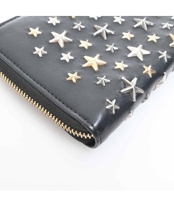 JIMMY CHOO leather star studs CARNABY round wallet black Amélioration de cerveau avec