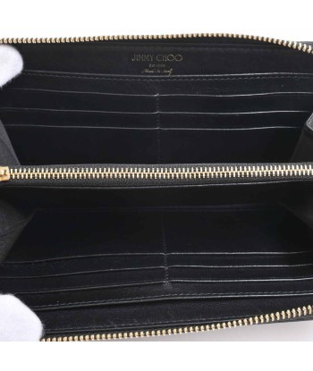 JIMMY CHOO leather star studs CARNABY round wallet black Amélioration de cerveau avec