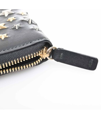 JIMMY CHOO leather star studs CARNABY round wallet black Amélioration de cerveau avec