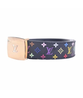 LOUIS VUITTON Louis Vuitton Multi Saint Tulle LV Cut Reversible Belt Black / Multicolor PVC Leather livraison et retour toujours gratuits