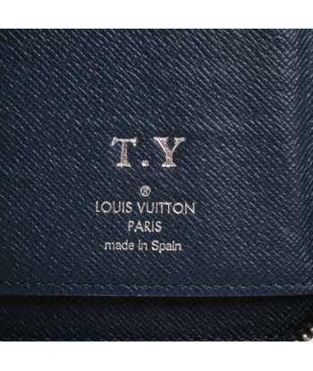 LOUIS VUITTON Taiga Zippy Vertical Round Purse Navy Leather meilleur choix