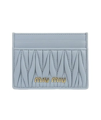 miu Miu Materasse Leather Card Case Pass Light Blue pas cher