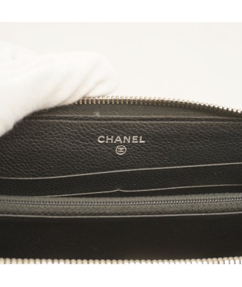 Auth Chanel Matelasse Womens Caviar Leather Long Wallet (bi-fold) Black de l' environnement