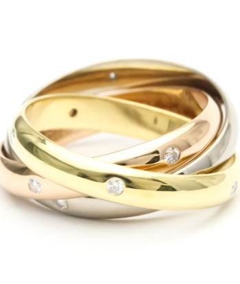 Cartier Trinity Pink Gold (18K)White Gold (18K)Yellow Gold (18K) Fashion Diamond Band Ring Gold rembourrage situé sous