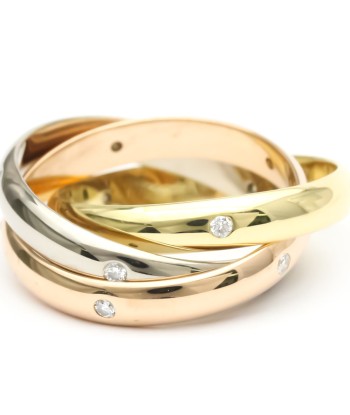 Cartier Trinity Pink Gold (18K)White Gold (18K)Yellow Gold (18K) Fashion Diamond Band Ring Gold rembourrage situé sous