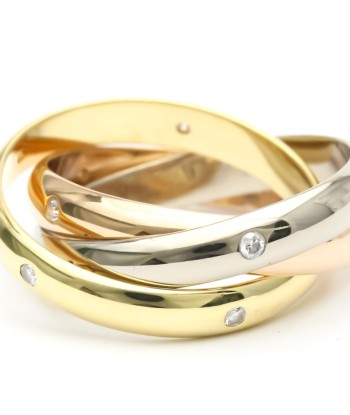 Cartier Trinity Pink Gold (18K)White Gold (18K)Yellow Gold (18K) Fashion Diamond Band Ring Gold rembourrage situé sous