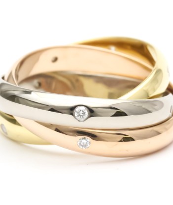 Cartier Trinity Pink Gold (18K)White Gold (18K)Yellow Gold (18K) Fashion Diamond Band Ring Gold rembourrage situé sous