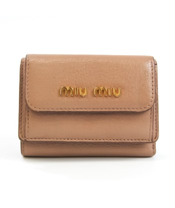 Miu Miu MADRAS 5MH021 Womens Goatskin Wallet (tri-fold) BeigePinkPink Beige commande en ligne