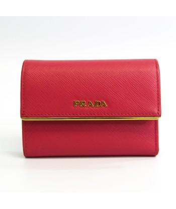 Prada Women's Saffiano Leather Bill Wallet (tri-fold) Pink sur le site 