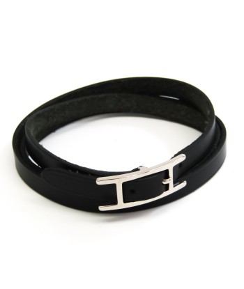 Hermes Hapi III Leather Bangle Black Par le système avancé 