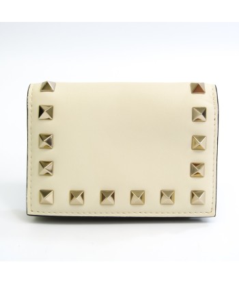 Valentino Garavani Lock Studs Leather Studded Business Card Case Off-white,White Vous souhaitez 