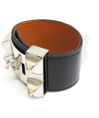 Hermes Collier De Chien Box Calf Leather Bangle BlackSilver français