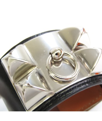 Hermes Collier De Chien Box Calf Leather Bangle BlackSilver français