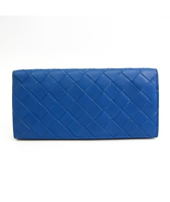 Bottega Veneta Intrecciato Unisex Leather Long Bill Wallet (bi-fold) Blue vente chaude votre 