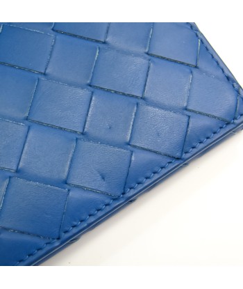 Bottega Veneta Intrecciato Unisex Leather Long Bill Wallet (bi-fold) Blue vente chaude votre 