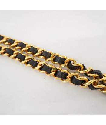 Auth Chanel Belt Chain Belt Lambskin Gold Metal destockage