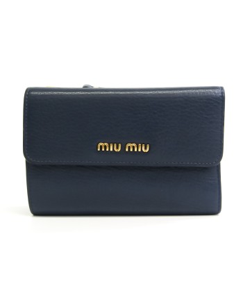 Miu Miu MADRAS 5ML014 Women's Goatskin Wallet (tri-fold) Navy le concept de la Pate a emporter 