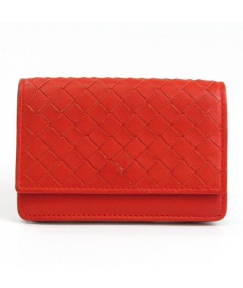 Bottega Veneta Intrecciato Leather Business Card Case Orange destockage