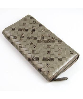 Bottega Veneta Intrecciato Unisex Leather Long Wallet (bi-fold) Silver commande en ligne