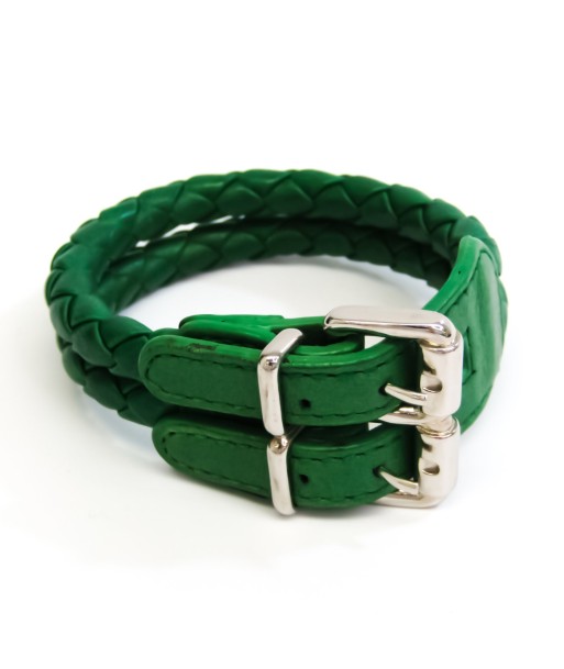 Bottega Veneta Intrecciato Leather Bangle Green Véritable concentré